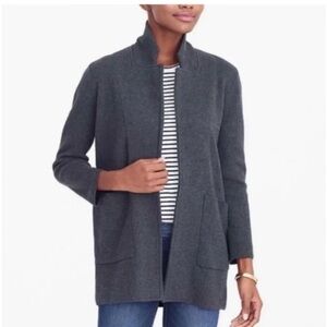 J. Crew Charcoal 100% Merino Wool Knit Open Cardigan Blazer size S  Scandi Girl